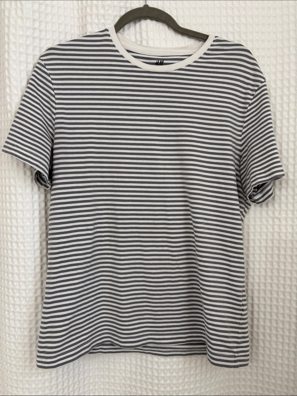 H&M Striped Crewneck T-Shirt - White & Gray